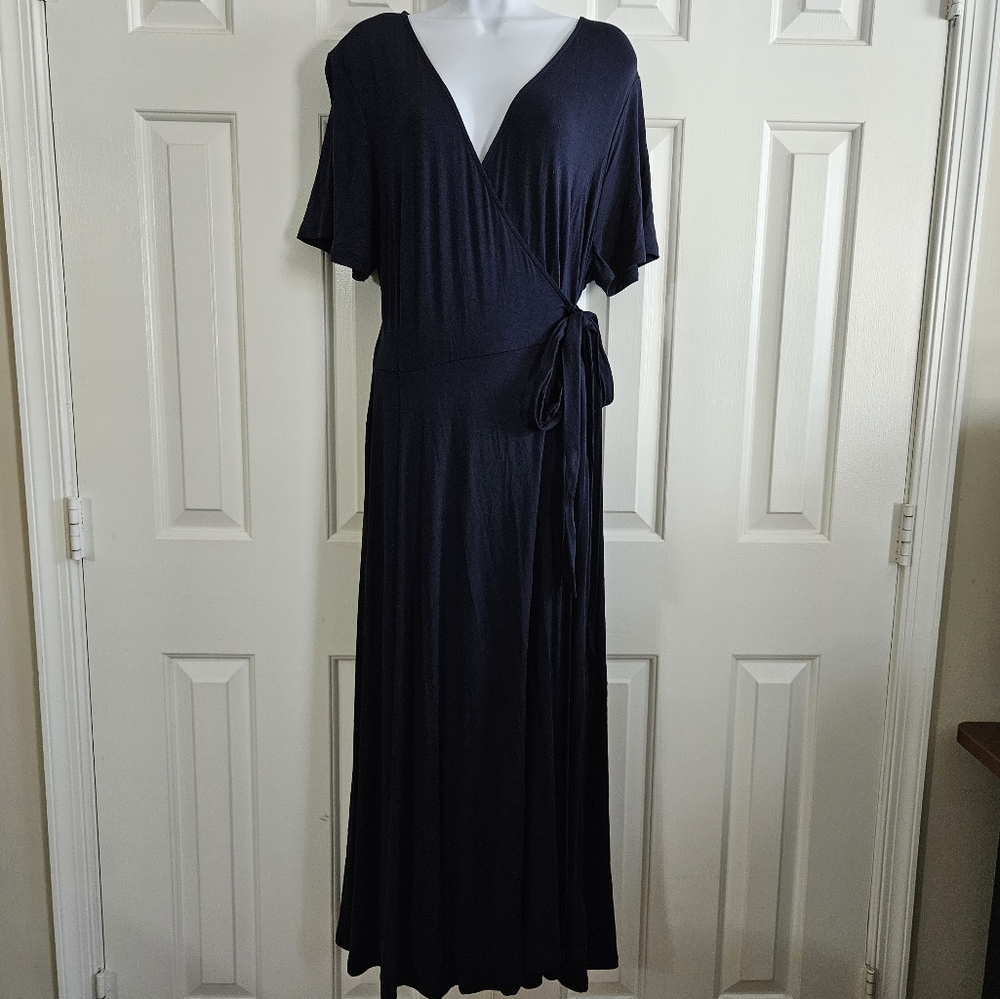 Boden Cassia Jersey Midi Wrap Dress Navy 12T